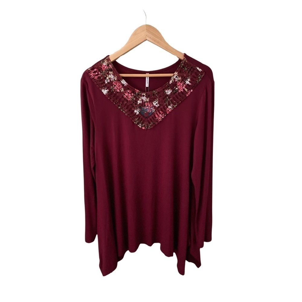 Popyoung Long Sleeve Boho Tunic Casual Swing Blouse Shirt Top NWT Size XL